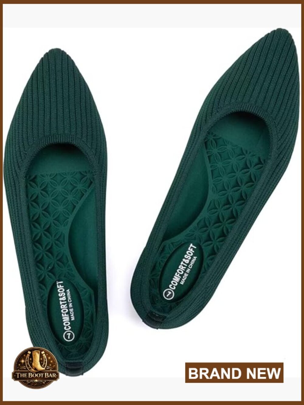 Women's Pointed Toe Ballet Flats Arch Support Machine Washable Dressy Knit Shoes